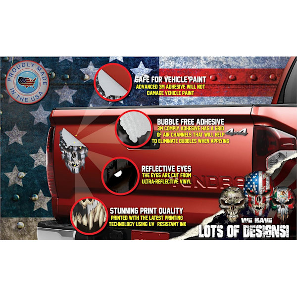 Puerto Ricas Landsflagga Skalle Dekal Sticker med Reflekterande Ögon Amerika Puerto Rico Pride Stickers för Bilar Lastbilar