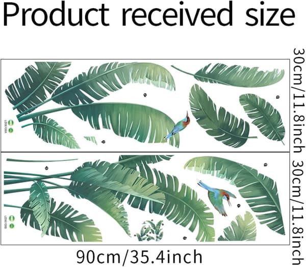 Gröna växtväggsdekaler, tropisk regnskog Monstera blad Deca