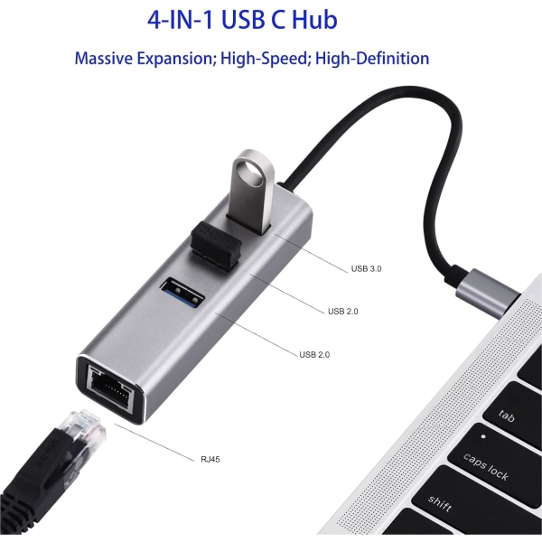 USB C, 4 Port USB 3.0 USB C Hub Splitter Adapter with 1 USB 3.0