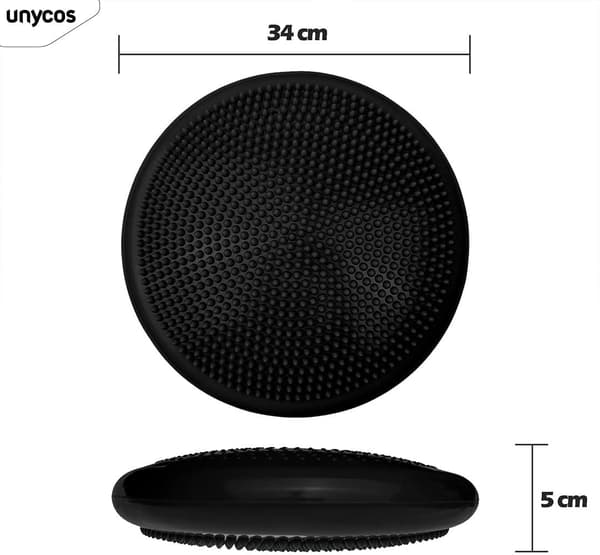 Balancemåtte, perceptionsmåtte, sort 34cm - oppustelig måtte, yoga