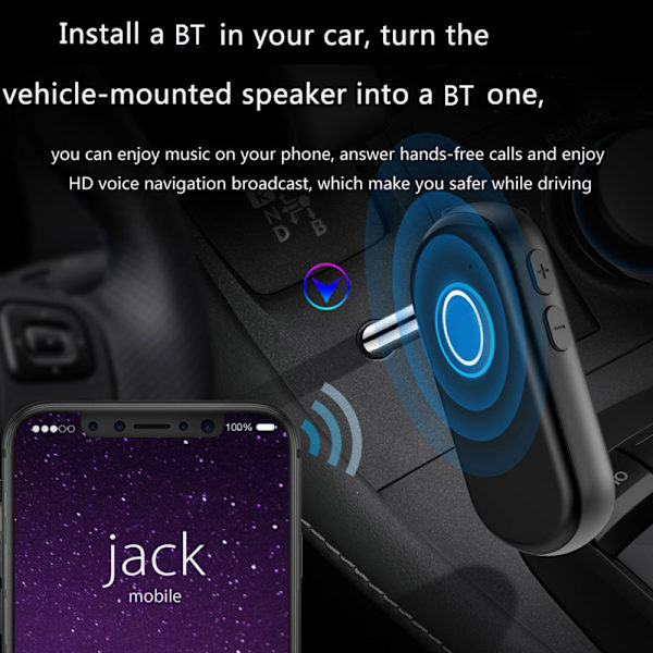 Bluetooth 3,5 mm Jack Bluetooth 5.0 Aux-mottagare Bluetooth 5.0
