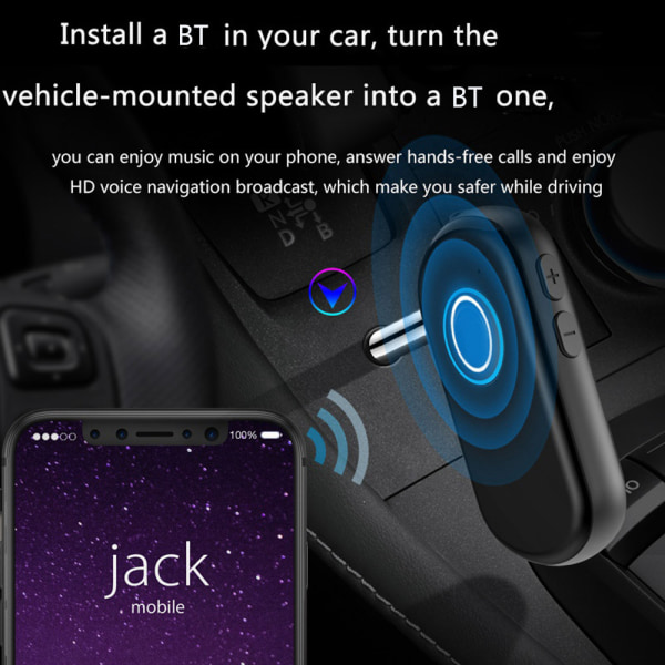 Bluetooth 3,5 mm Jack Bluetooth 5.0 Aux-mottaker Bluetooth 5.0