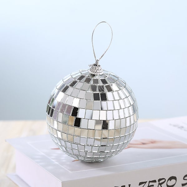 Set med 6 mini julgrans spegeldiscobollar (7 cm)