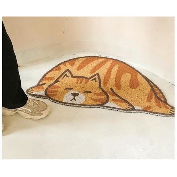 Söt Katt Dörrmatta Utomhus Inomhus Välkomstmattor Framdörrmatta Djur (Grå, 31x20)