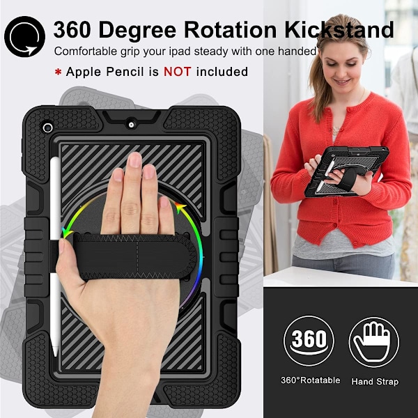 Fodral Kompatibelt med iPad 9/8/7 10,2 Tum (2021/2020/2019 Modell, 9:e/8:e/7:e Generation) S-pennstöd