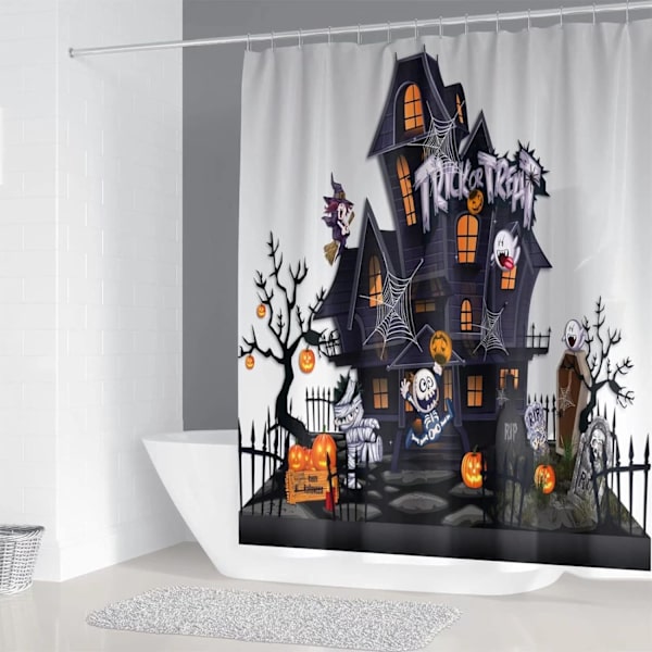 Halloween-suihkukalvosarjat liukastumattomilla matoilla, wc-kannella