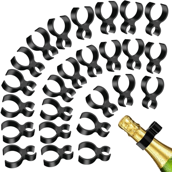 25 Svarta Champagneflaskklämmor, Mousserande Champagneflaska