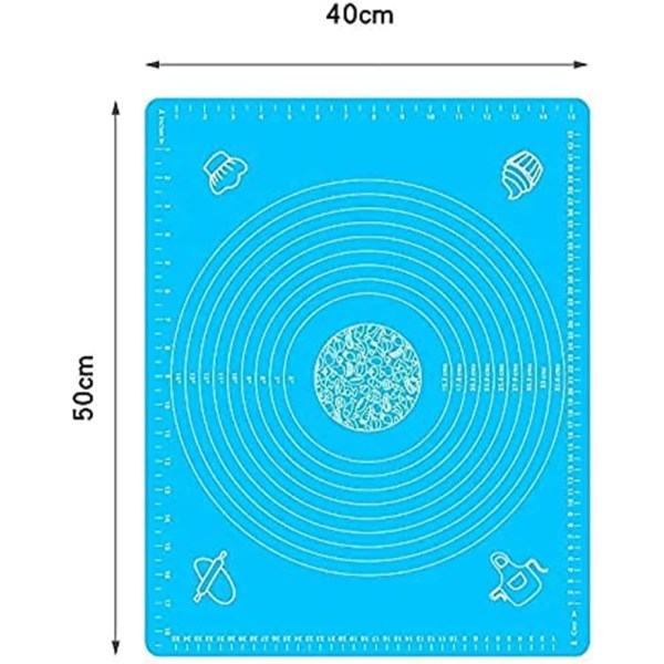 1 kpl 50x40cm Tarttumaton Uusiokäyttöinen Leivontamatto Fondant-taikinalle, (Sininen)