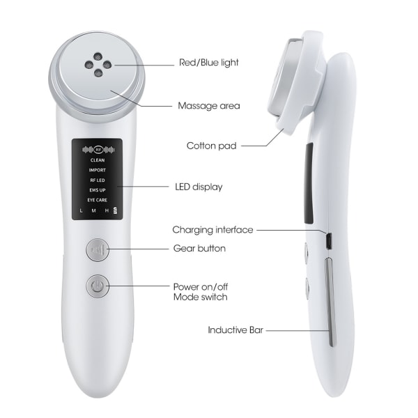 1 Styk Hvid Microcurrent Introducer Bærbar Ansigt