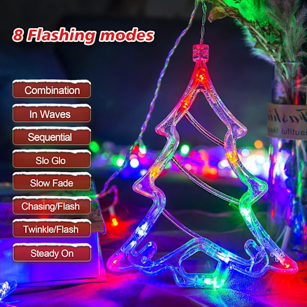 Julepynt, Julevindulys, 138 LED Multicolor Lyslenke Fjernkontroll 8 Blinkende Moduser Ledningsdrevet