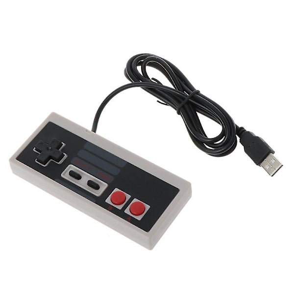 USB-spilkontroller Plug-Play Plast Sort+Grå til NES PC Windows Ny Grå