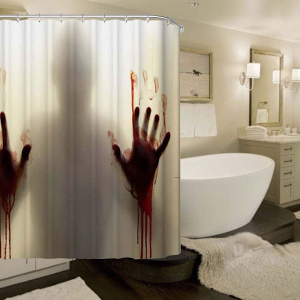 Halloween Duschdraperi - Skräck Blodiga Händer Duschdraperier