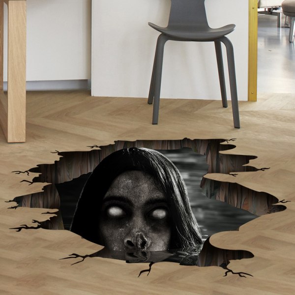 3D Halloween Golv- och Väggdekaler, Avtagbara Halloween Spöke Vägg