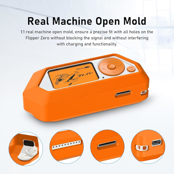 Skyddande Skal Cover Case för Flipper Zero Mjuk Silikon Tillbehör - Fluorescerande Orange Skin Glow in Dark