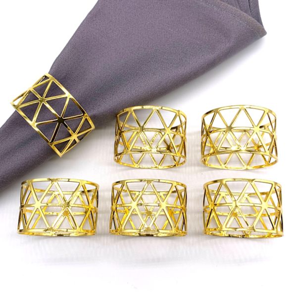 16 stk. Guld Hule Design Metal Servietringe, Middagsserviet