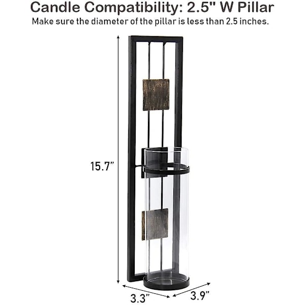 Vegglampe Lysestake Metall Veggdekorasjoner for Stue, Bad, Spisestue, Sett med 2