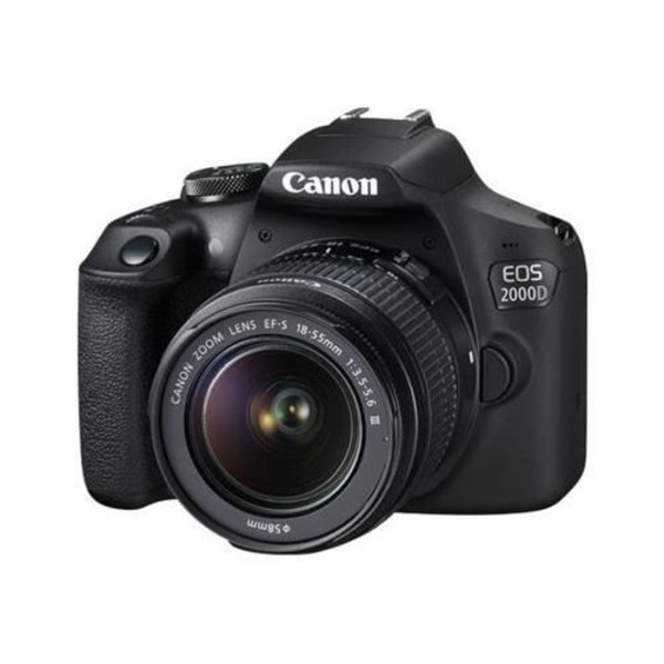 CANON - EOS 2000D reflekskamera + 18-55mm EF-S 18-55 DC III linse - 24 Mpixels - Full HD 1080p video - 7,5 cm skærm