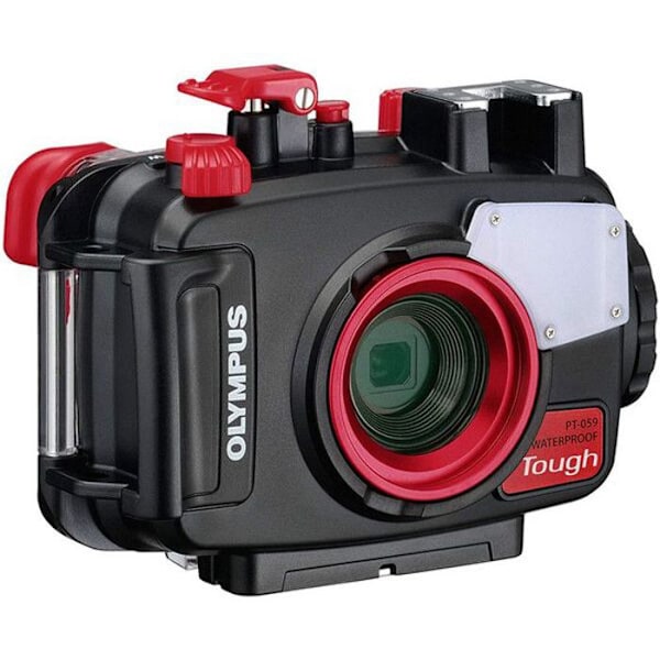 Vandtæt etui til OLYMPUS PT-059 kamera i polycarbonat - Sort/Transparent Svart/Klar