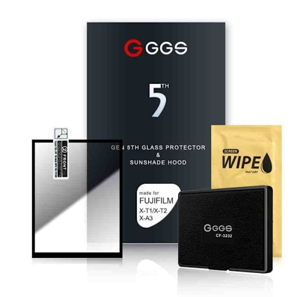 GGS 5:e skärmskydd och motljusskydd i glas för Fujifilm X-T1 X-T2 X-A3