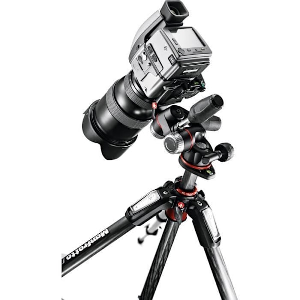 Trépied Manfrotto 055 - 3 sektioner aluminium + 3D kuglehoved - Maksimal vægt 8 kg - Indbygget vaterpas