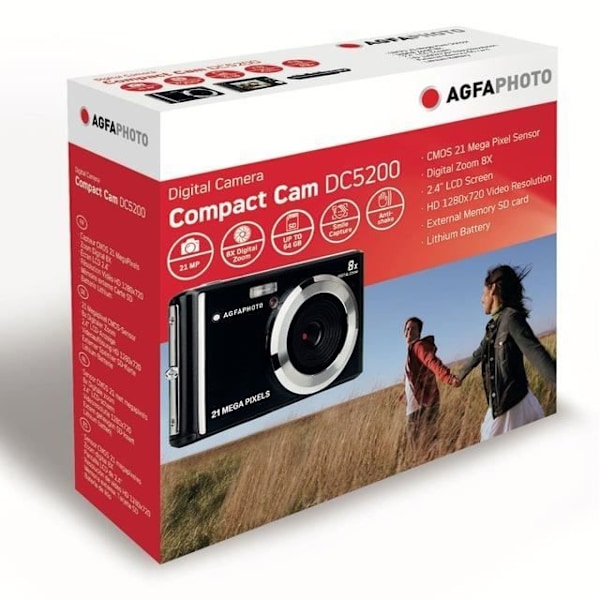 AGFA PHOTO DC5200 kompakti digitaalikamera - 21 Mp CMOS-kenno - 8X zoom - 2,4 tuuman LCD-näyttö - hopea Pengar