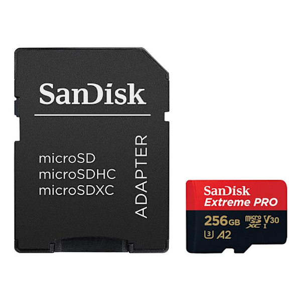SanDisk Extreme Pro microSDXC 256GB Class 10 UHS-I U3 V30 200MB/S 140MB/S A2 C10 Muistikortti
