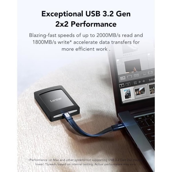 SSD Ulkoisesti - LEXAR - SL500M - 4To - USB 3.2 Gen 2x2 - Erittäin Ohut - Kannettava