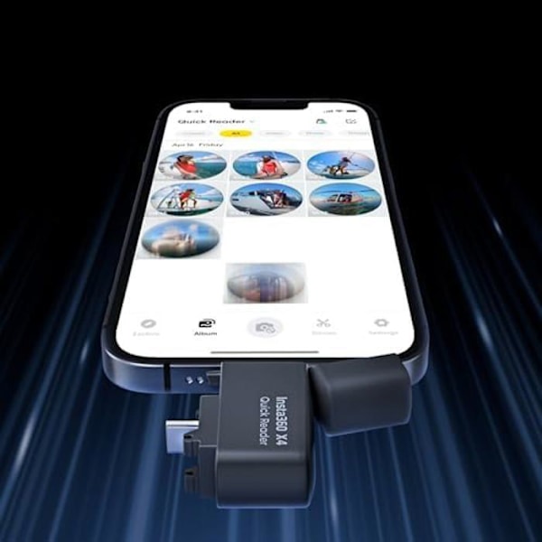 Hurtiglæser - Insta360 - X4 - Selvstændig lagermodul - Plug-and-Play - Direkte forbindelse til telefonen Svart