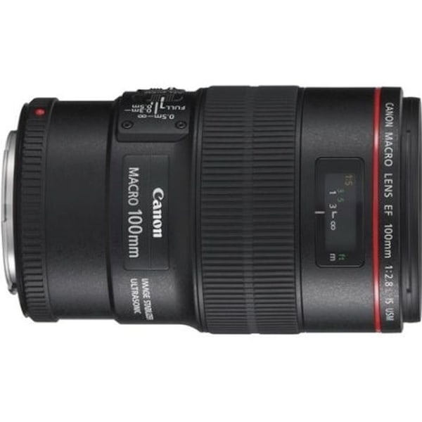 Canon EF 100mm f/2.8L Macro IS USM fast brännviddsobjektiv Svart