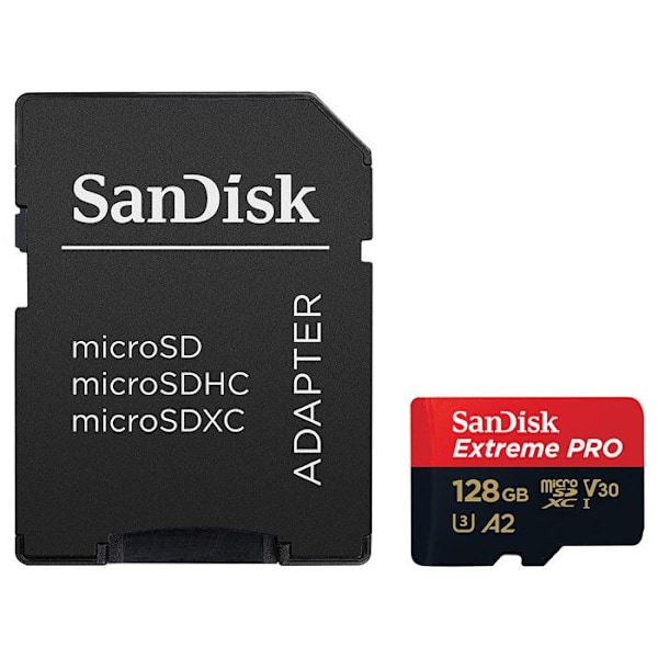 SanDisk Extreme Pro microSDXC 128GB Class 10 UHS-I U3 V30 200MB/S 90MB/S A2 C10 Muistikortti