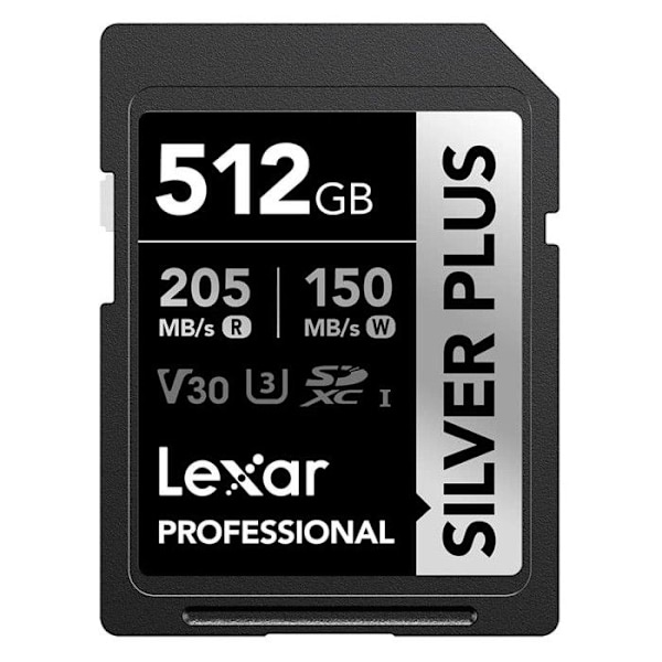 Lexar SD-kortti Silver Plus UHS-1 512GB V30 R205/W150MB/s