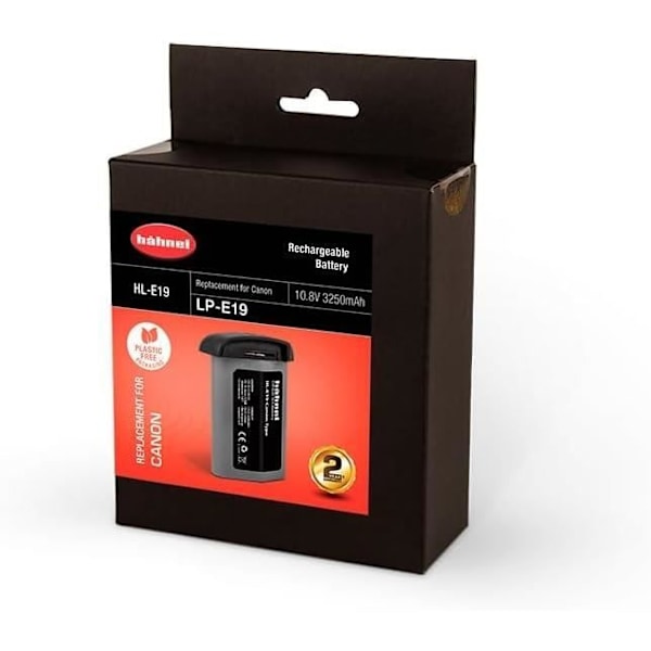 Batteri Li-Ion Hähnel HL-E19 - Canon EOS 1D X Mark II/III - 3250 mAh - 10,8 Volt - Svart