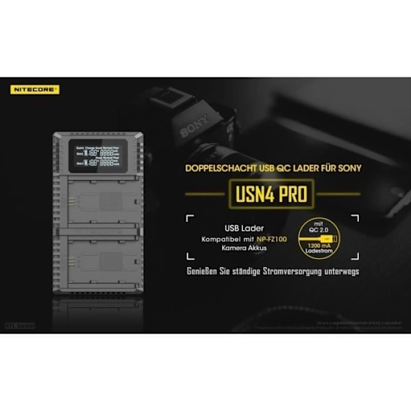 USB-lader Nitecore USN4 PRO til Sony-kameraer