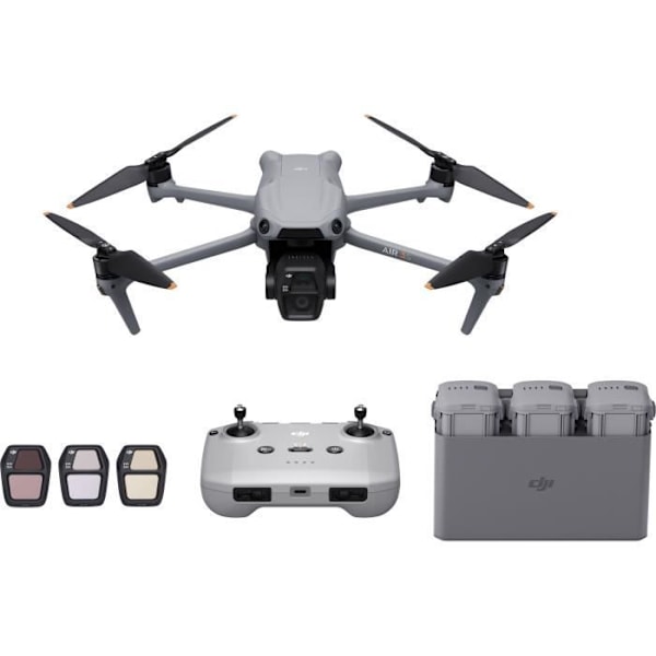 Drone - DJI - Air 3S Fly More Combo (- DJI - RC-N3) - Kaksoiskamera CMOS 1" ja Telecamera 70mm - 14 Dynaamisen Välin Estoppa - RTH Int
