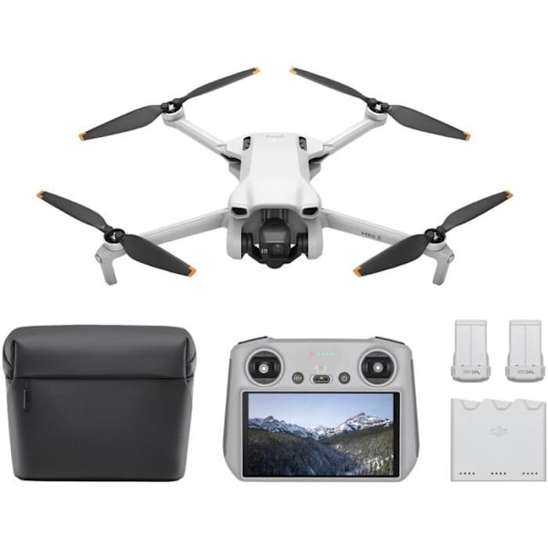 Drönare - DJI - Mini 3 Fly More Combo - Med smart kontroller radiokontroll - Grå Grå