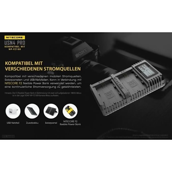 USB-lader Nitecore USN4 PRO til Sony-kameraer