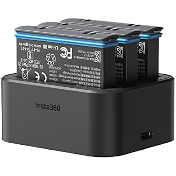 Batterioplader - INSTA360 - X3 - Hurtig opladning - Overbelastningsbeskyttelse - Smarte indikatorer Svart