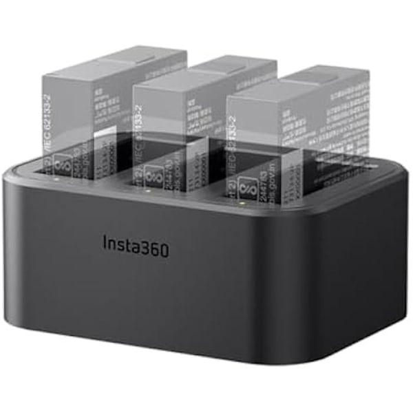 Ladehub - Insta360 - X4 - Hurtiglade - Overbelastningsbeskyttelse - 3 Batterier Sort