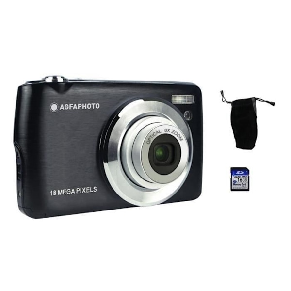 AGFA PHOTO - Compact Cam DC8200 digitalkamera - Sort - Etui + 16 GB SD-kort