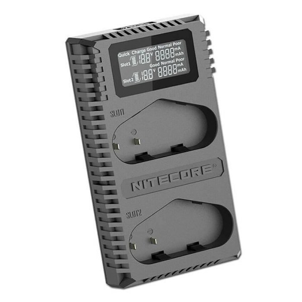 USB-laddare - Nitecore - UCN4 PRO - Kompatibel med Canon LP-E4 & LP-E4N - 1000 MA - LCD-skärm