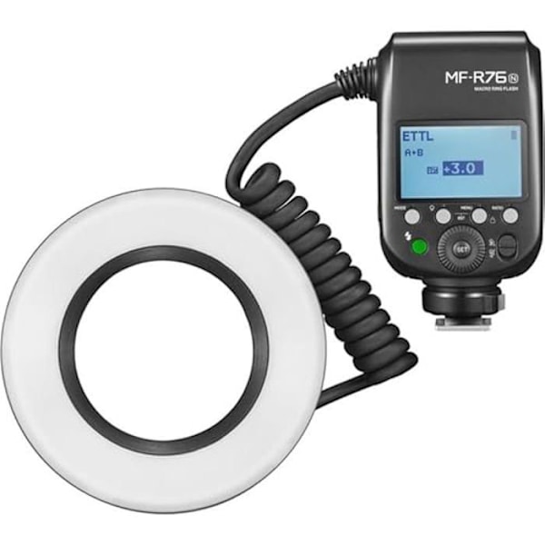 Videolampa makro - GODOX - MF-R76N - Svart färg - Idealisk för makrofotografi