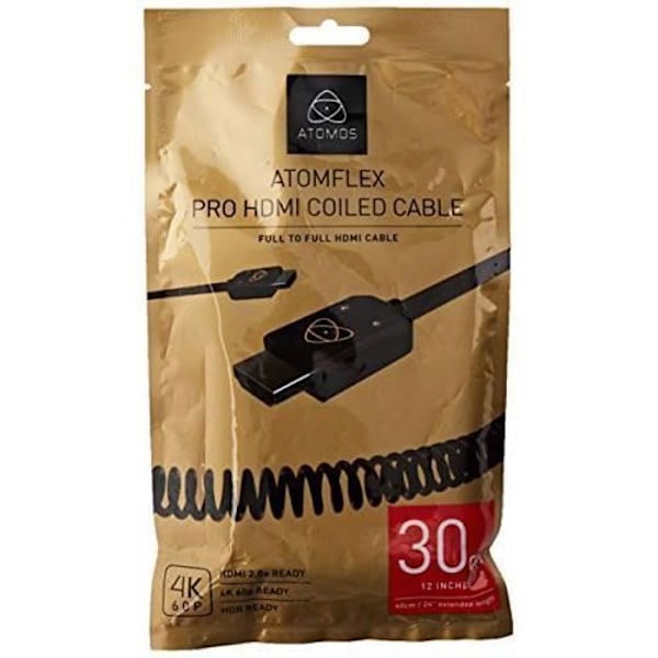 Câble HDMI ATOMOS 4K60 C5, 30 cm, Cast Connector 60 cm Forlænget (Sort)