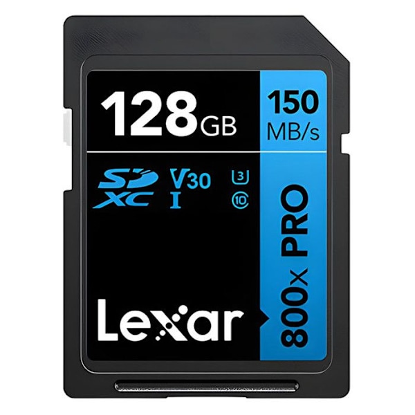 SDXC-kortti - LEXAR - 800x Pro - 128GB - 150MB/s - Luokka V30