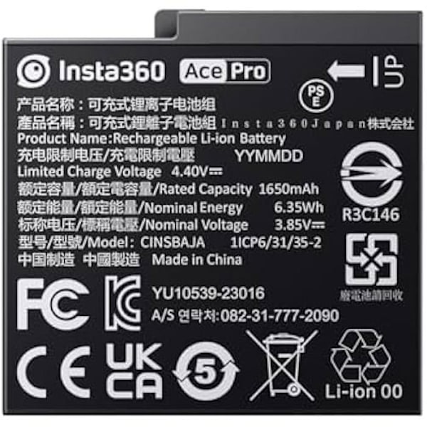 Batteri - INSTA360 - Ace/Ace Pro - Designet til Insta360 Ace/Ace Pro - Farve Sort