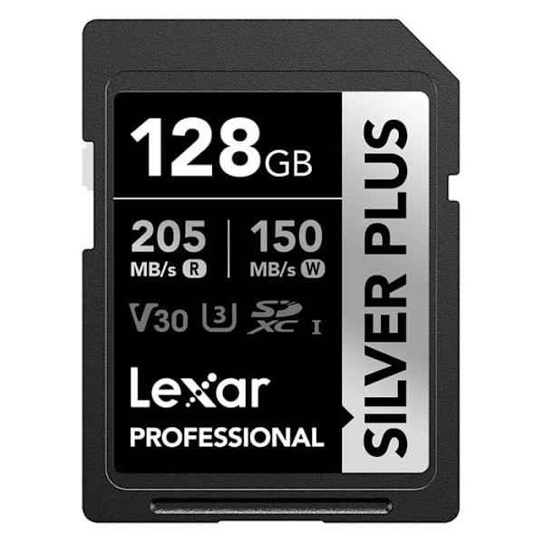 Lexar SD-kortti Silver Plus UHS-1 128GB V30 R205/W150MB/s