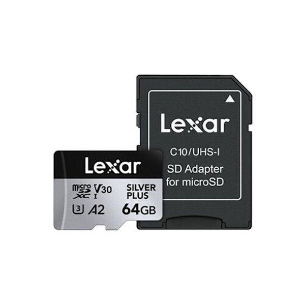 "Lexar XC 64GB SILVER PLUS micro SD hukommelseskort"