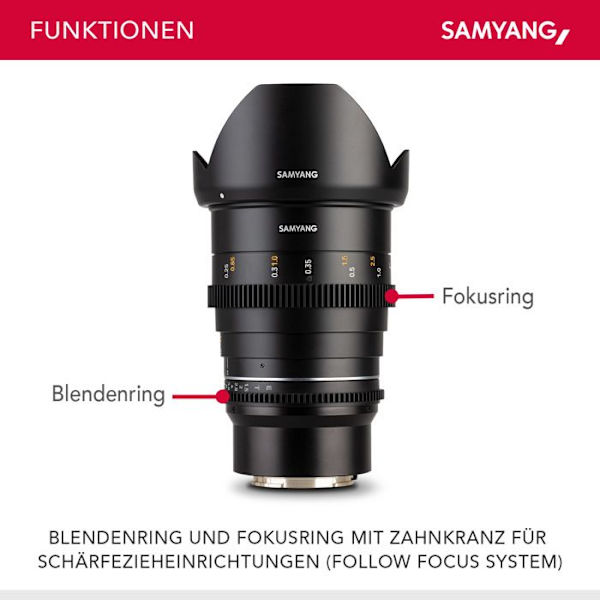 Samyang videoobjektiv vdslr 24mm t1.5 mk2 kompatibel med Sony E