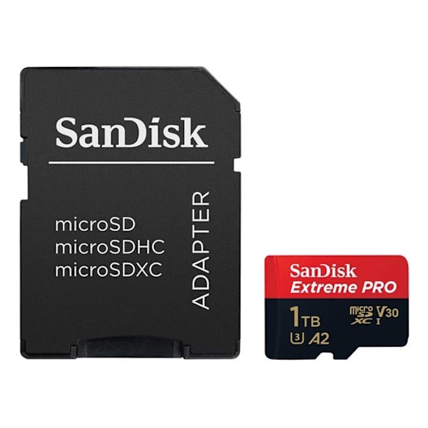 SanDisk Extreme PRO 1 TB Class 10 microSDXC-kort, UHS-I, v30 Video Speed Class Shock Resistance, Vattentätt