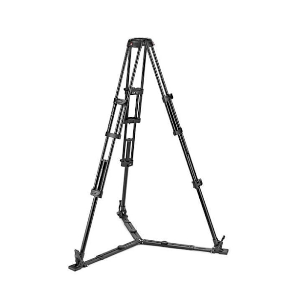 Manfrotto Aluminium Videostativ med Dobbelt Rør og Gulvforbindelse - 100mm til 75mm Boladapter - Fødder