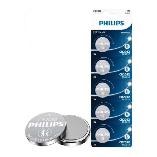 Batteri - Philips - CR2032 - Lithium - 3V - 5 enheder